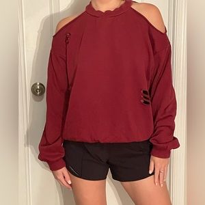 Burgundy sweatshirt with cut outs